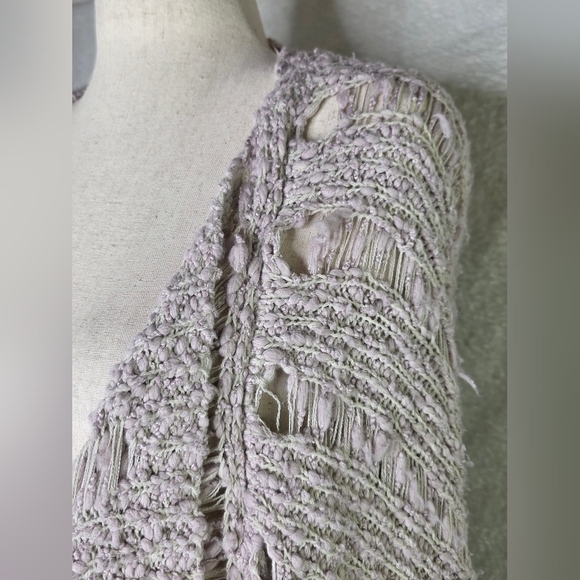 Hayden LA Lavender Open Knit Cardigan Sweater S/M Boho Slouchy Layering Cozy - Picture 6 of 8